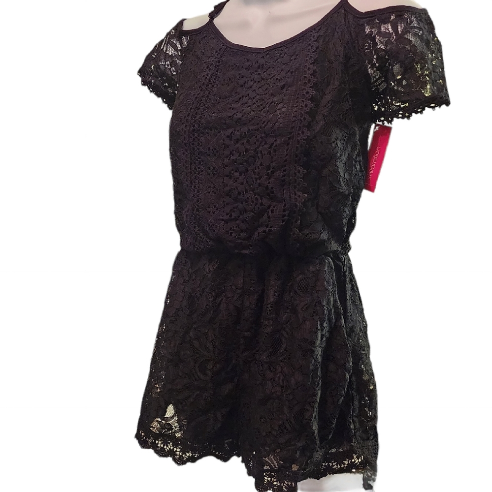 Black lace mini romper